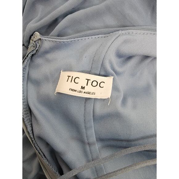 Tic Toc Stretchy Bodycon Mini Dress Sz Medium Ruched Spaghetti straps Coquette - Picture 8 of 10